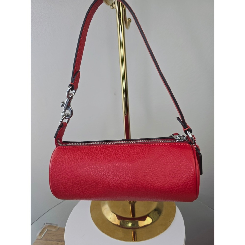 Coach Nolita Mini Barrel Bag Red Pebble Leather Shoulder Handbag Purse - Picture 3 of 12